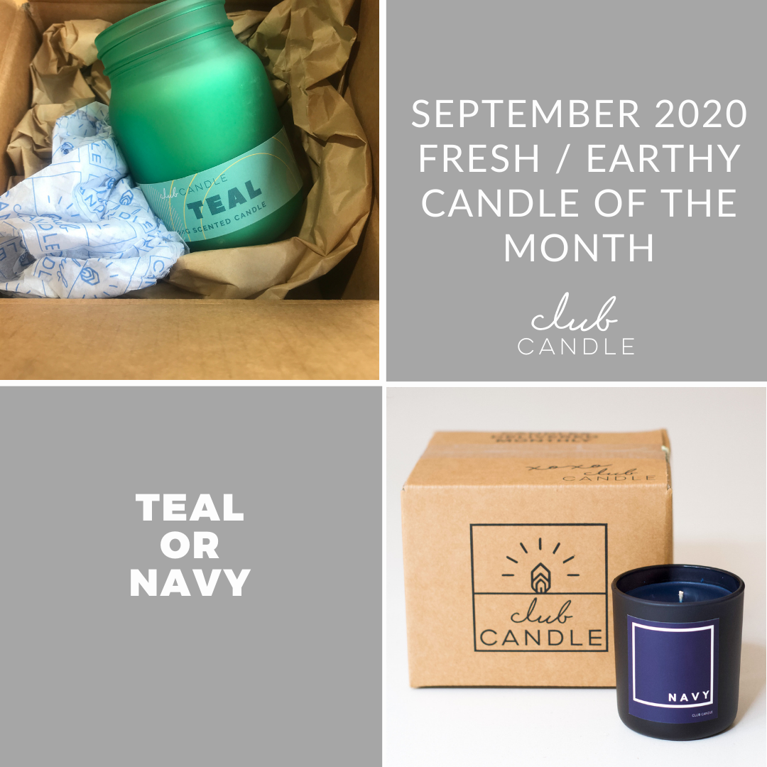 Candle of the Month – Navy Candle and Teal Candle