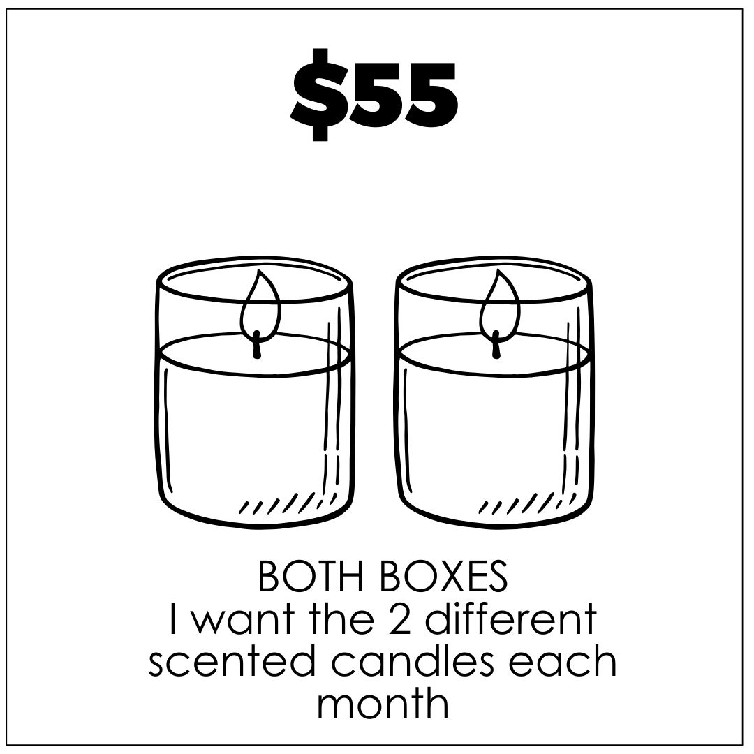 Both Boxes, 2 candle a month subscription, Club Candle